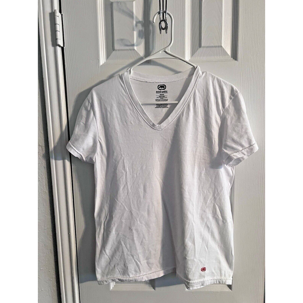 Ecko Unltd V-Neck Mens T-Shirt White Size M Unlimited Shirt